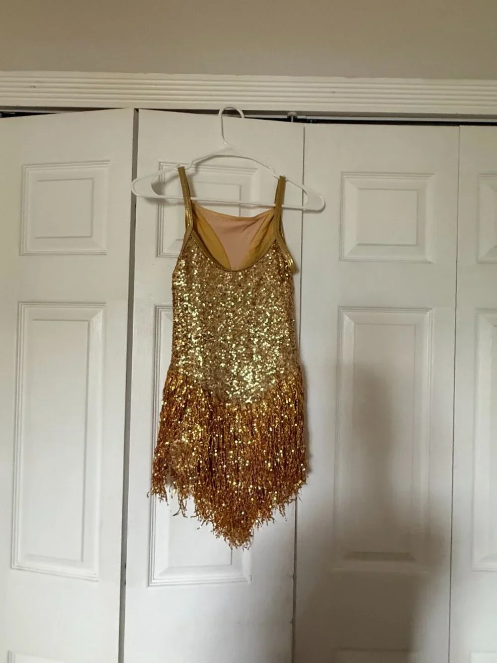 Weissmans Gold Fringe rhinestone swing, flapper dance costume